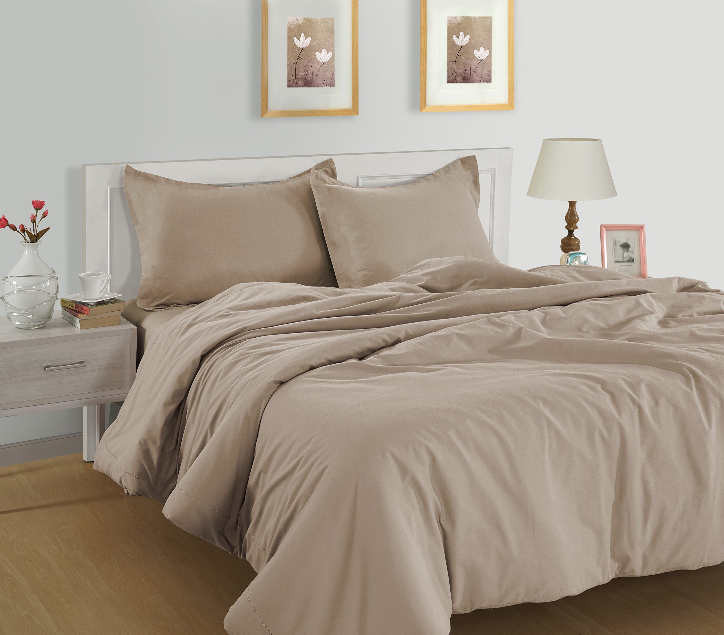 100% Organic Washed Cotton Quilt Cover Set - Taupe